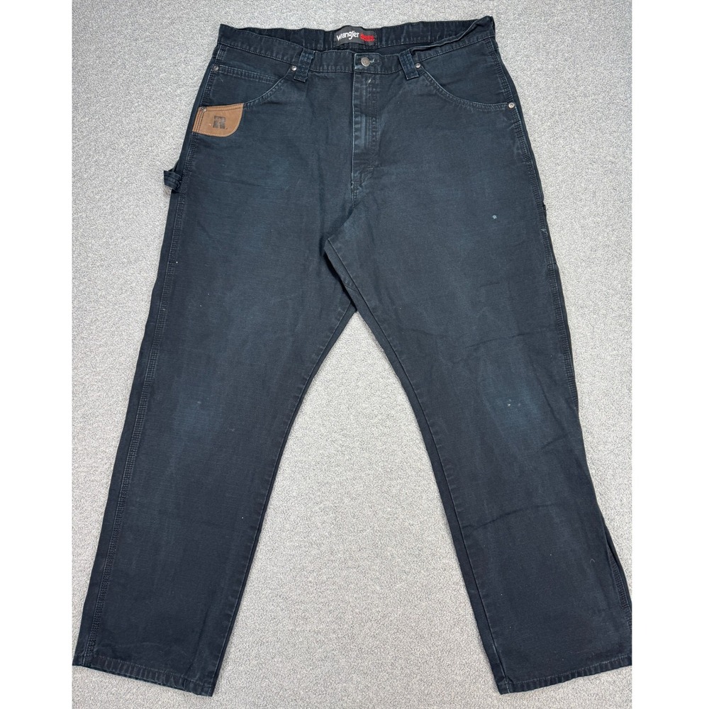 Wrangler Riggs Pants Men's 38x32 Black Carpenter Workwear Ripstop Relaxed Fit